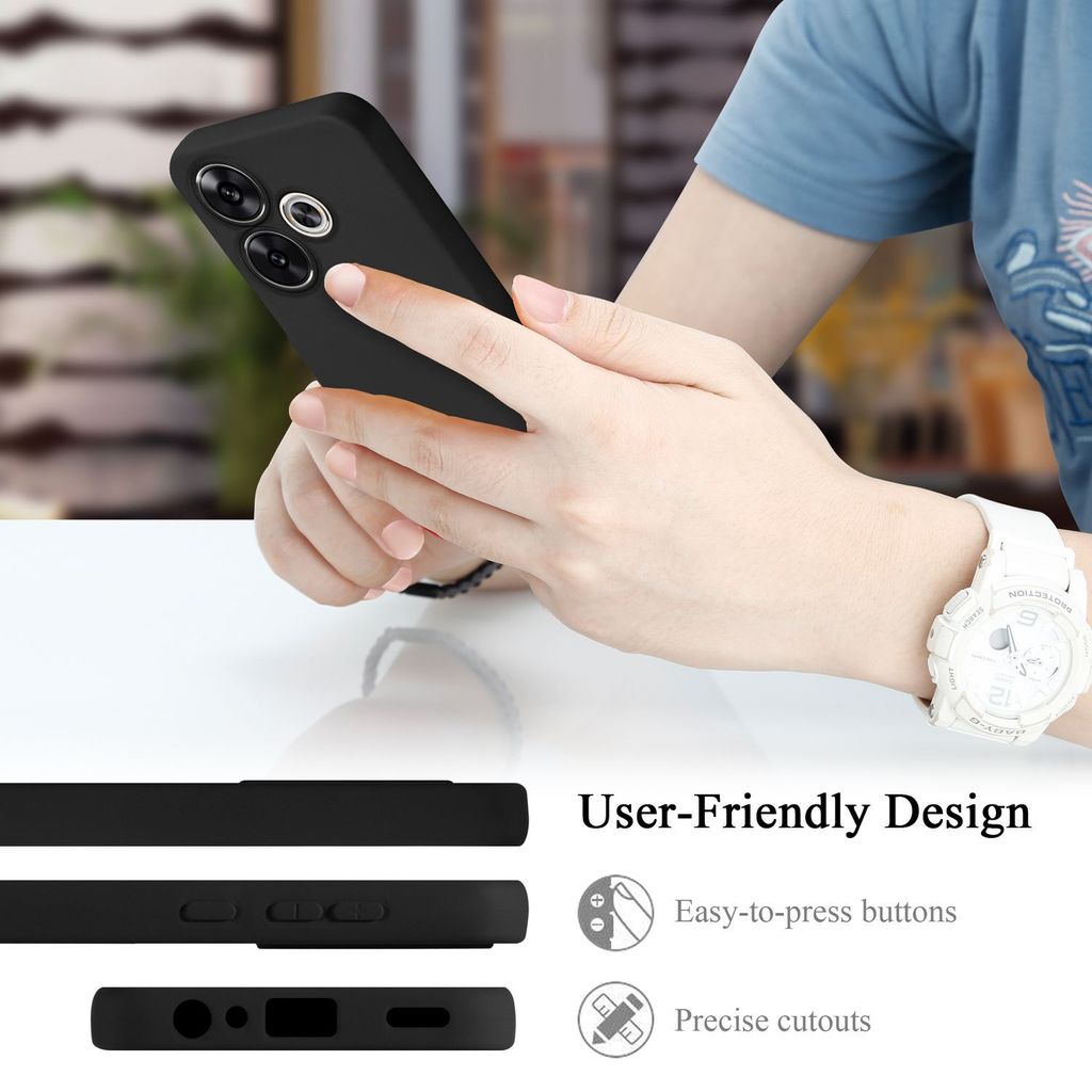 SEAHAI Schutzhülle Für Xiaomi Poco F6 5G – Fallschutz Airbag-Design, Rutschfest & Stylisch | TPU + Silikon | Schwarz