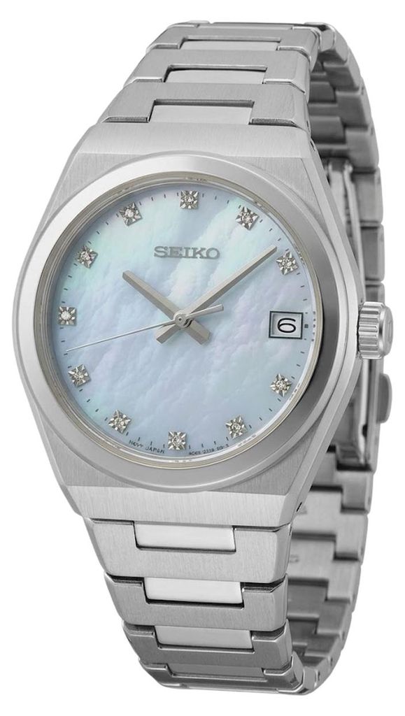 Seiko Classic Damenuhr silber hellblau Edelstahl SUR603P1 Produktbild 
