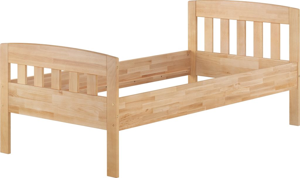 Stabiles Buchen-Einzelbett Seniorenbett in zeitlosem Stil 100x200 mit wählbarem Zubehör V-60.76-10Rollrost inkl.