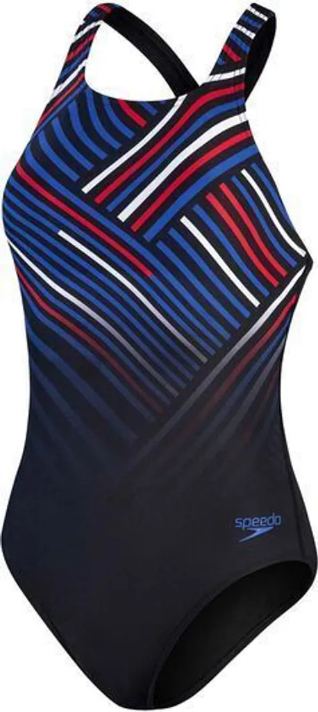 Speedo Eco+ Dig Placem Medalist Maillot de Bain Noir et Bleu Femme