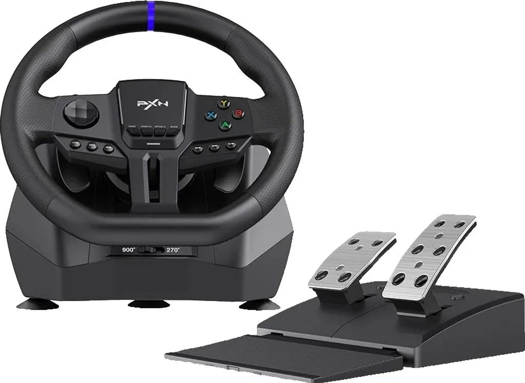 Volant de simulation pour jeux de voiture avec pédales et palettes