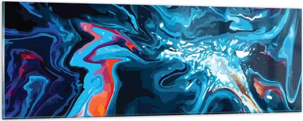 Bilder auf glas - Abstraktion modern - 90x30cm - Glasbilder - Wandbilder - Kunstdruck - zum Aufhängen bereit - Wanddekoration aus Glas - Glas Bild...