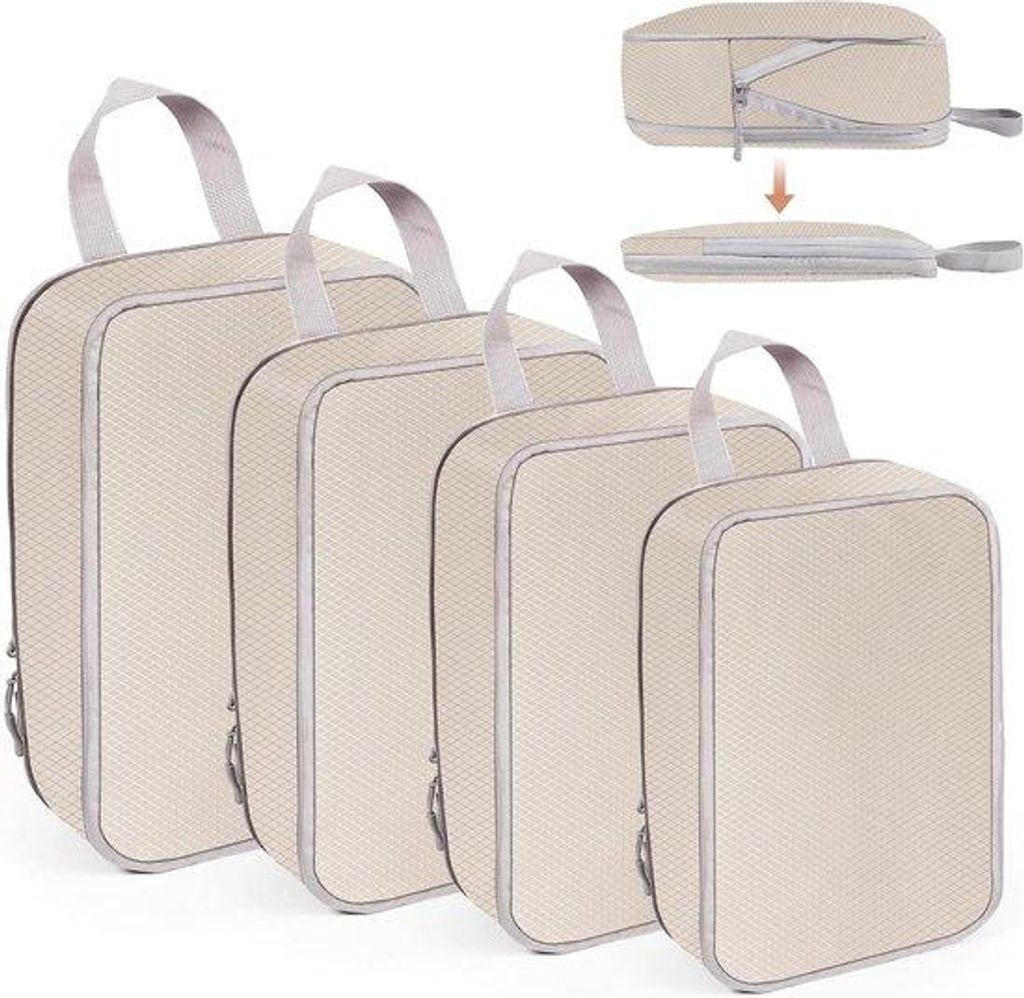 Famanu Koffer Organizer Set 4-teilig - Kompressionswürfel mit Doppelreißverschluss