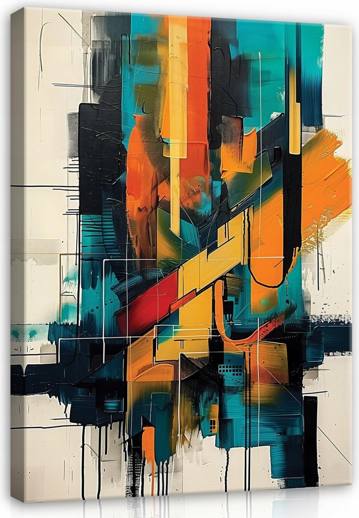 Bilder Abstrakt Blau Modern Kunst 60x40 cm XXL Canvas Bild auf Leinwand Leinwandbilder Leinwandbild Wandbilder Wohnzimmer Schlafzimmer