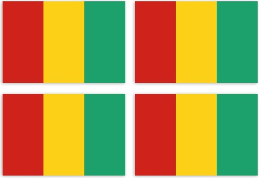 Kiwistar Aufkleber 4-er Set 4,5 x 3 cm Guinea - Land Staat Autoaufkleber Flagge Länder Wappen Fahne Sticker Kennzeichen - Auto - Fahrrad - LKW