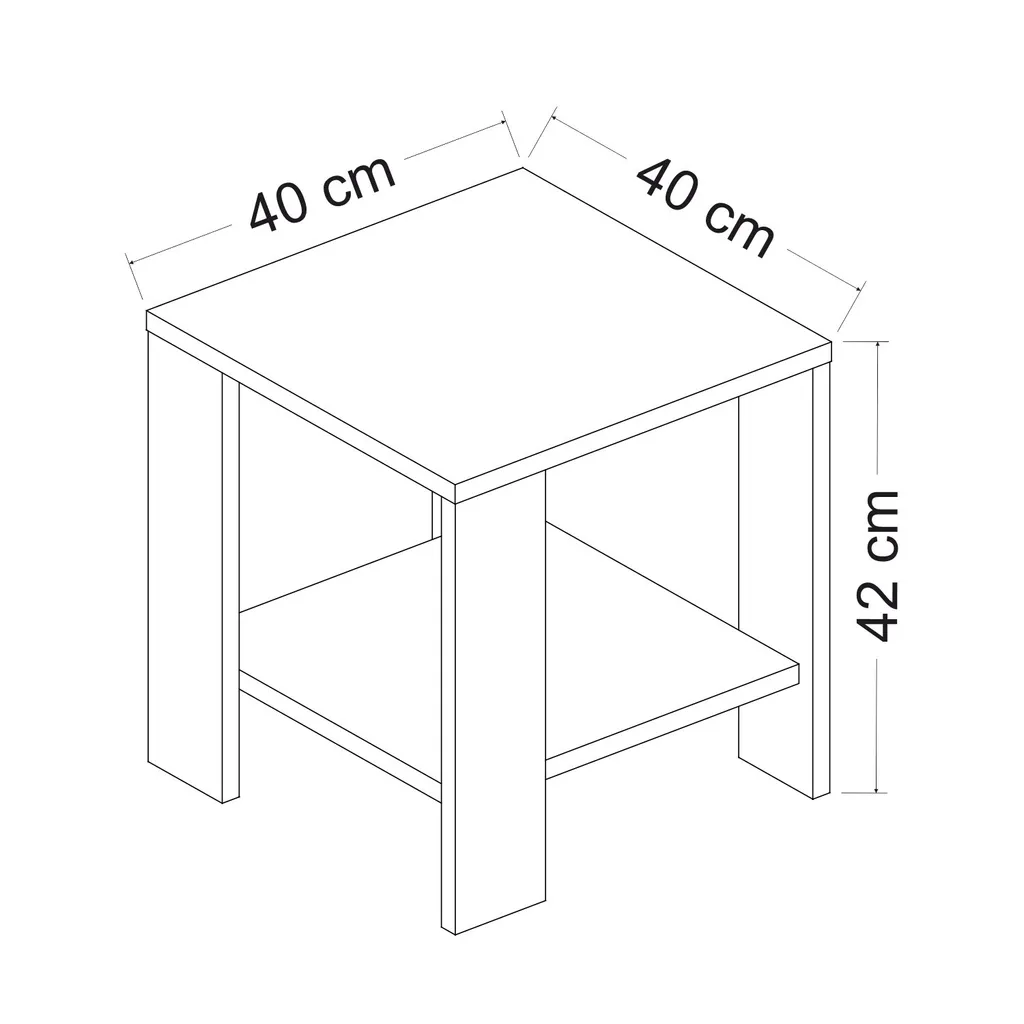 Table d'Appoint Robuste en Mélaminé Blanc Midi Yan 40x42x40cm Qualité - 5