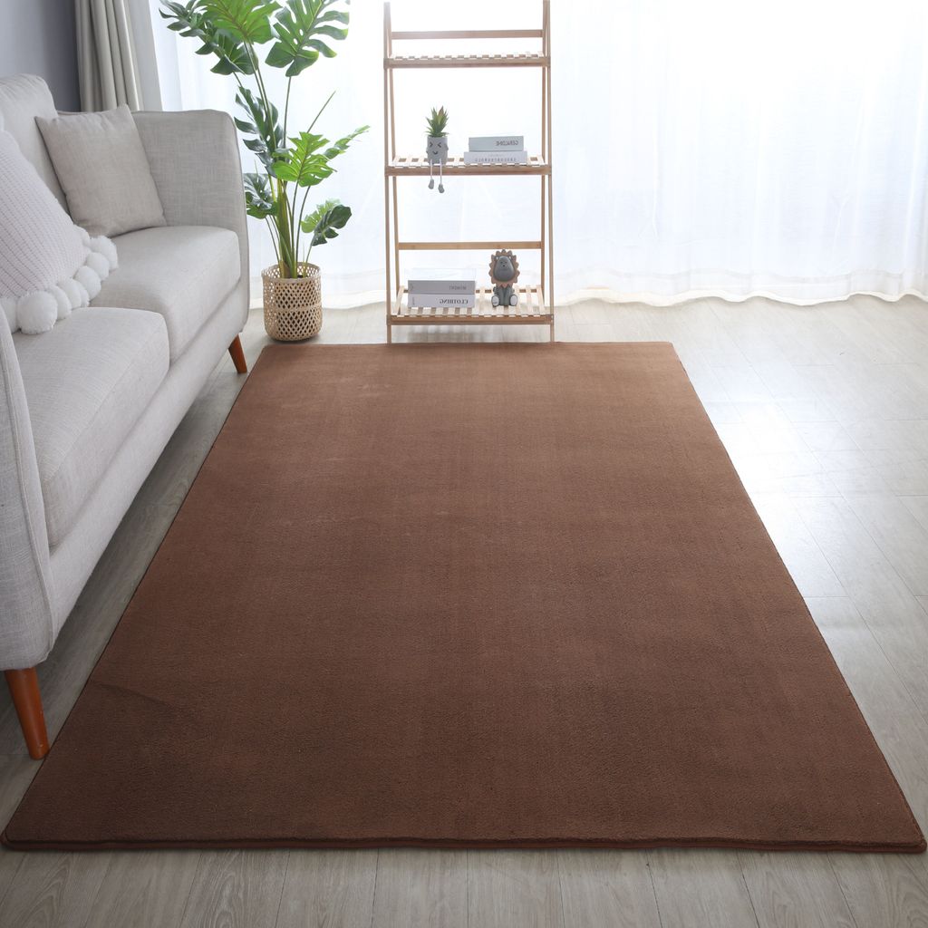 Kurzflor Teppich Wohnzimmer Braun 240x340 Rechteck Unicolor - Einfarbig aus Polyester