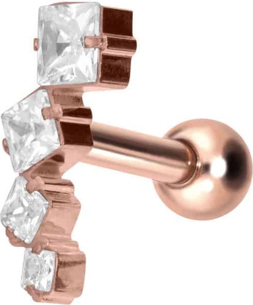 Ohrpiercing Titan Ohrpiercing mit Innengewinde KRISTALLBOGEN RoséGold Stablänge: 8mm