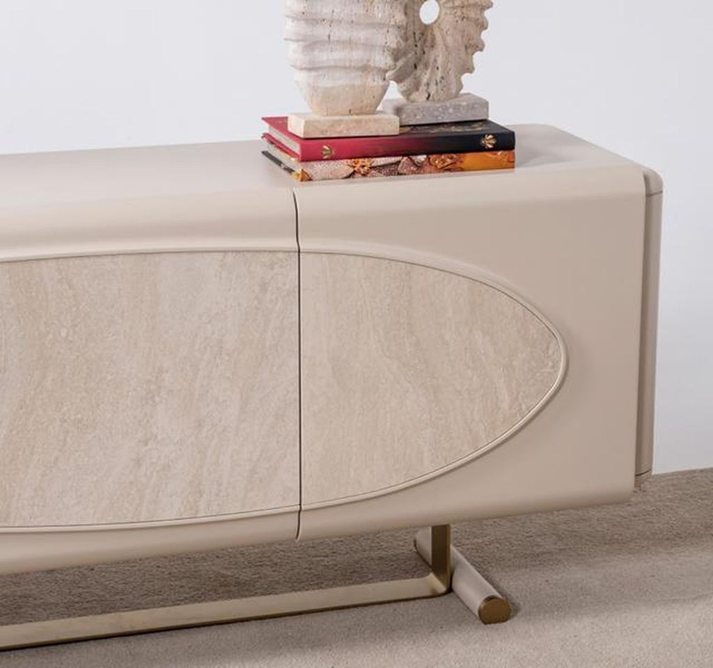 Exklusiv Kommode mit Spiegel Beige Modern Spiegelkommode Sideboard Esszimmer