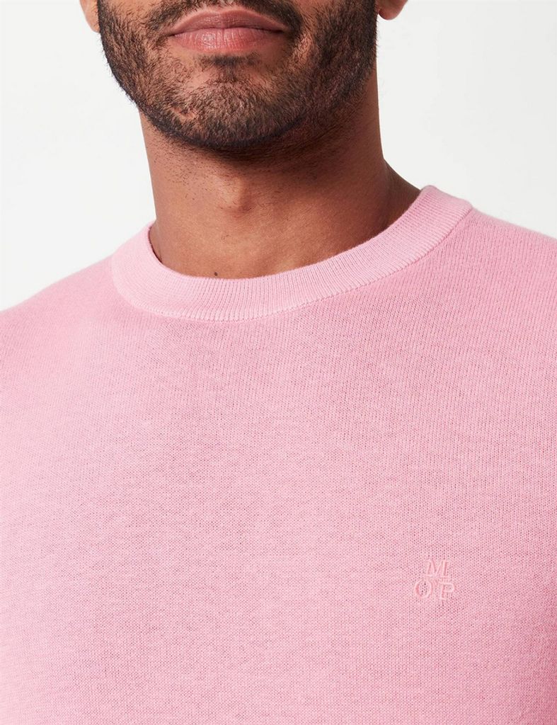 Marc O'Polo Pullover aus reiner Baumwolle mit Kaschmir, gerippter Rundhalsausschnitt, Regular Fit