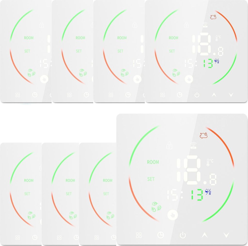 8x inteligentný digitálny termostat, izbový termostat pre Obrázok produktu 