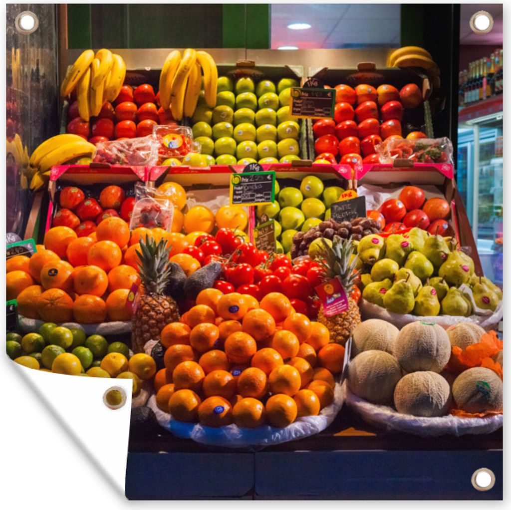 MuchoWow 100x100 cm Outdoor-Poster Gartendeko Sichtschutz Garten Poster für den Garten Obst - Stand - Markt - Frankreich