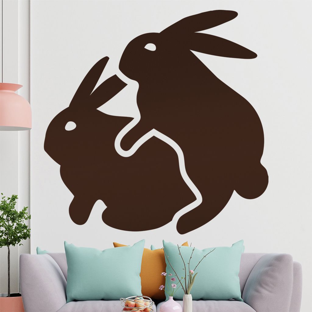 KIWISTAR Zwei Hasen - Liebe Sex Rammeln Ostern Wandtattoo in 6 Größen - Wandaufkleber Wall Sticker - Dekoration, Küche, Wohnzimmer, Schlafzimmer...