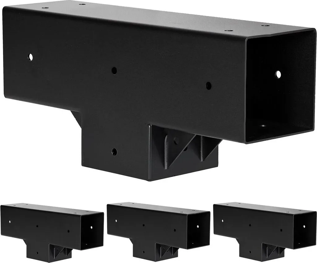 Connecteur de Tonnelle à 3 Voies : Lot de 4 Sabots pour Poteau en Bois