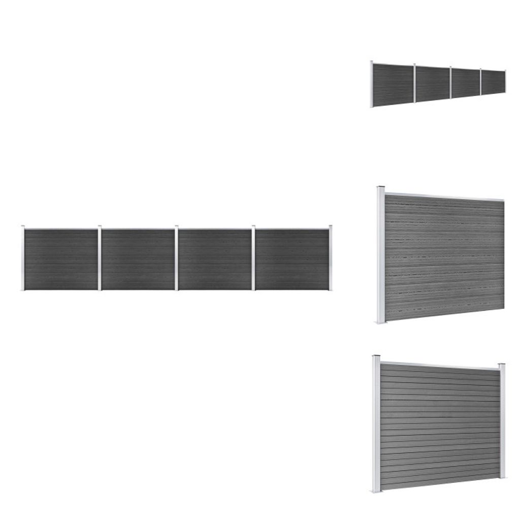 vidaXL Zaunelement Set WPC 699x146 cm Grau - Zaunfelder
