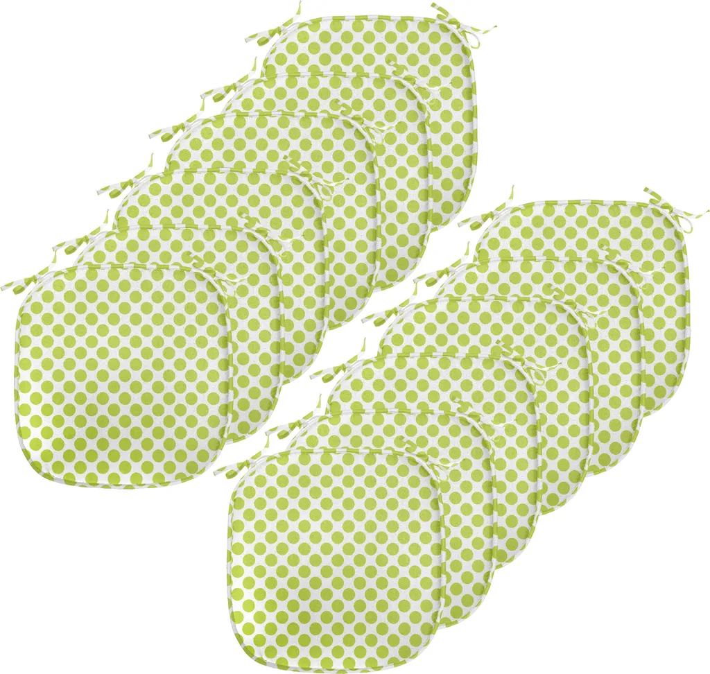 Set 12 Cuscini Sedie Design Vintage Pois Verde 40x40 Impermeabile