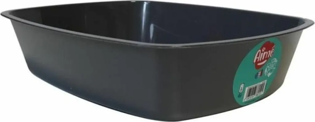Bac à litière Aimé Noir 43x31x10 cm en plastique robuste pour chat