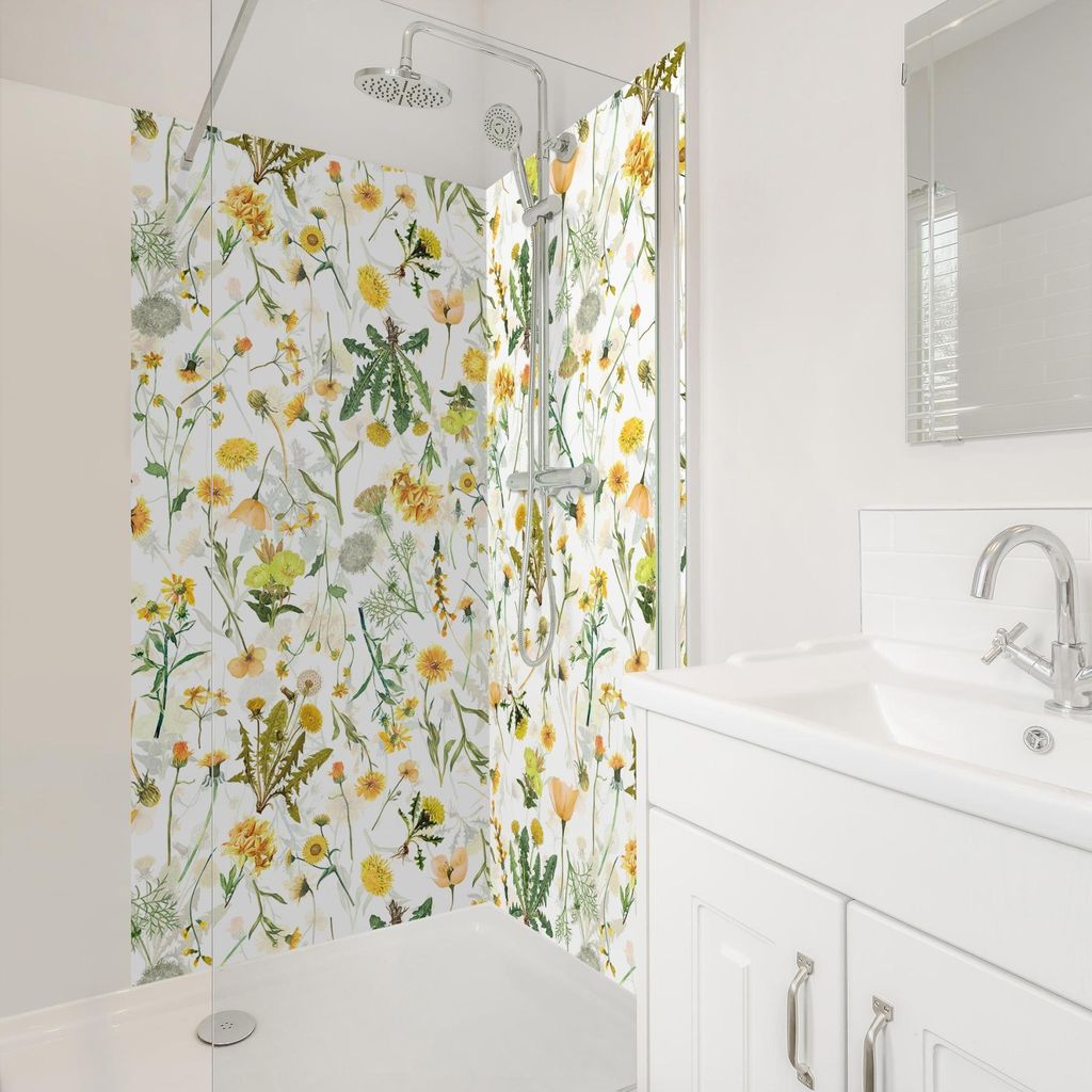 Duschrückwand Muster selbstklebend - 0.35 mm Wandpaneel wasserfest Blumenmuster grün Aquarell Badrückwand fugenlos Smart matt 100x210 cm