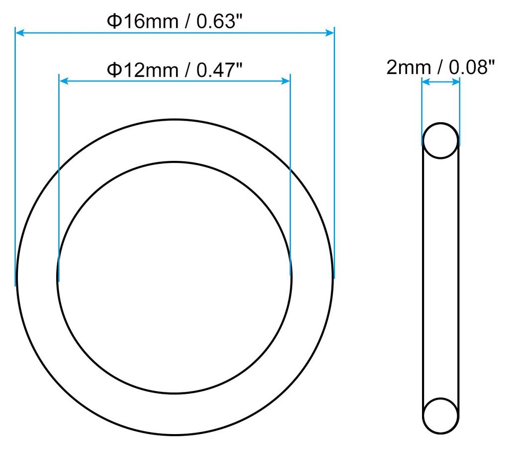 20 Stš¹ck Dichtungsringe O-Ringe Gummidichtung 16mm AD 12mm ID 2mm Dicke Nitrilgummi Unterlegscheibe Dichtungssatz Gummischeiben fš¹r Auto Klim...
