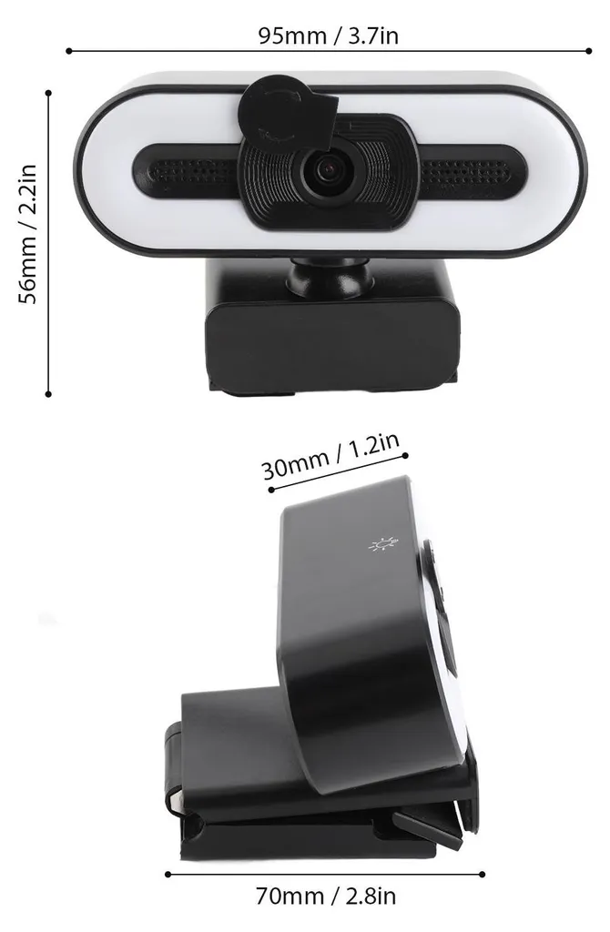Caméra de Streaming 4K avec Éclairage LED Intégré et Micro USB pour PC