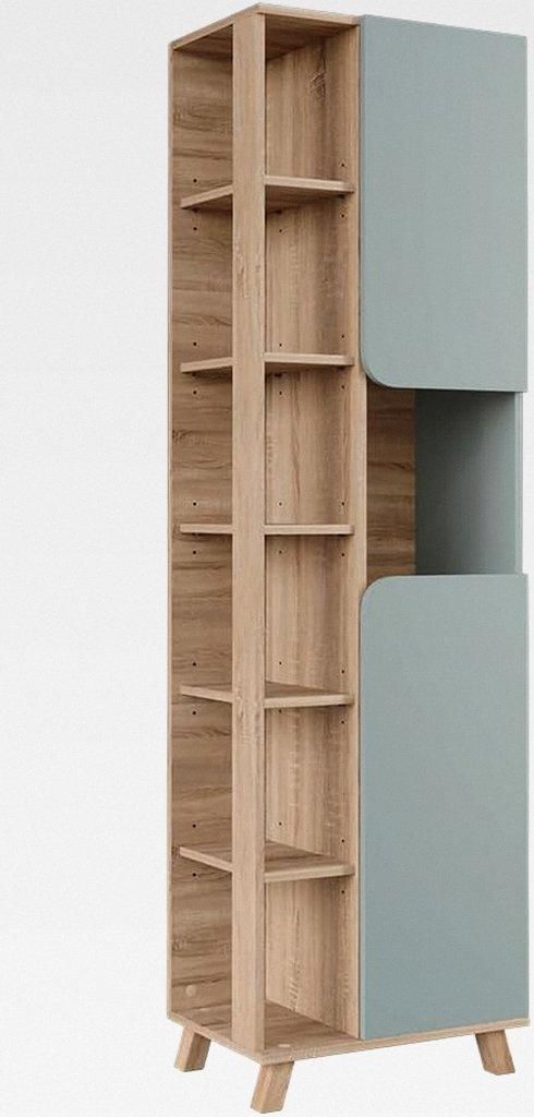 Badschrank Sonoma/Blau Karen 50x175x35 cm - Hochschrank, Mehr Ordnung im Badezimmer durch übersichtliche Ablage