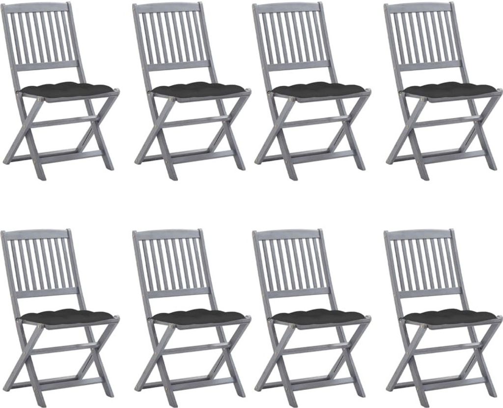 The Living Store Klappbare Gartenstühle 8 Stk. mit Kissen Massivholz Akazie