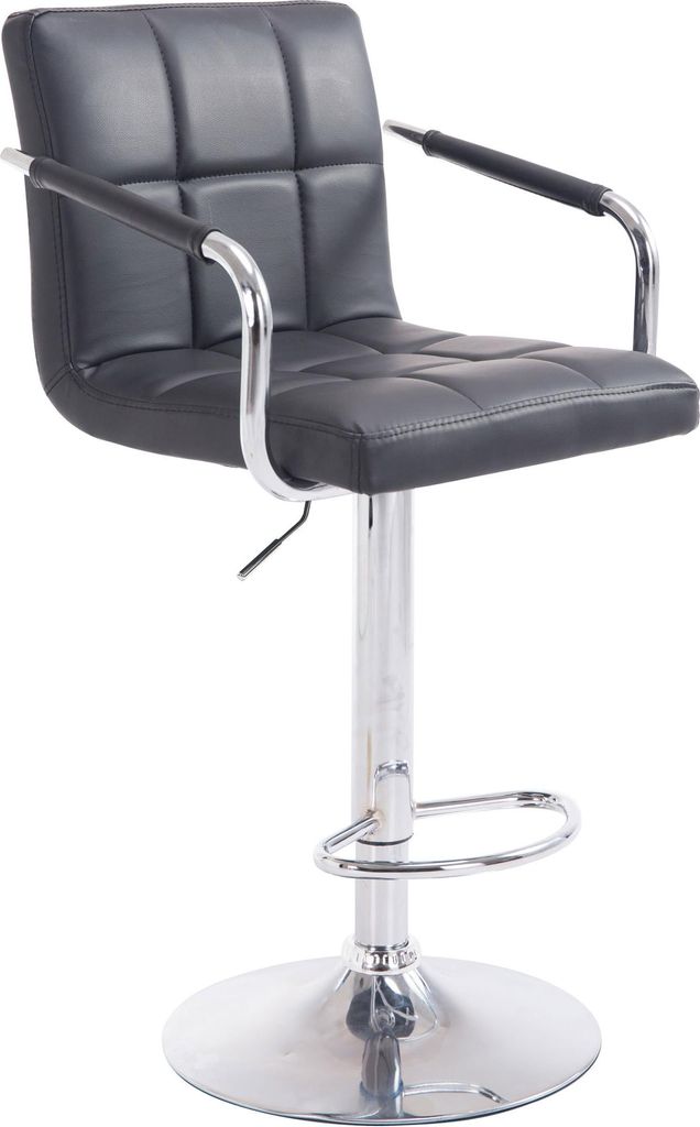 Barhocker MINOR - Kunstleder Schwarz 54x46x91 cm Silber | Produktbild 