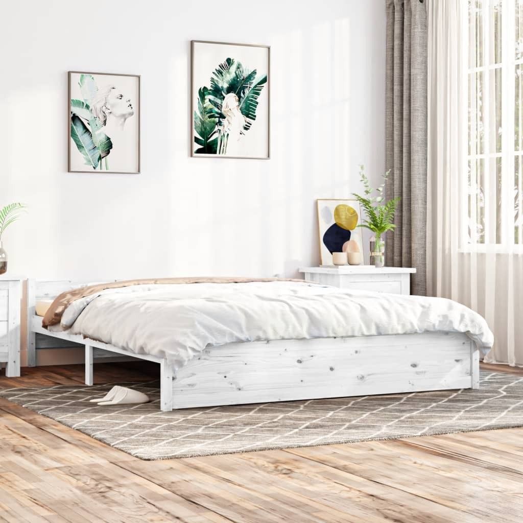 Massivholzbett Weiß 160x200 cm , Klassische Betten Design 2024