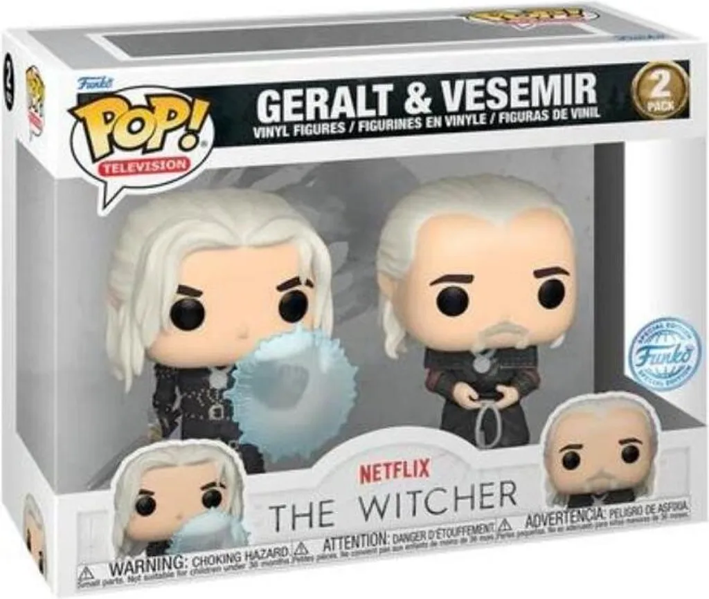 Set de 2 Figurines Pop The Witcher Geralt & Vesemir 9 cm pour Collection