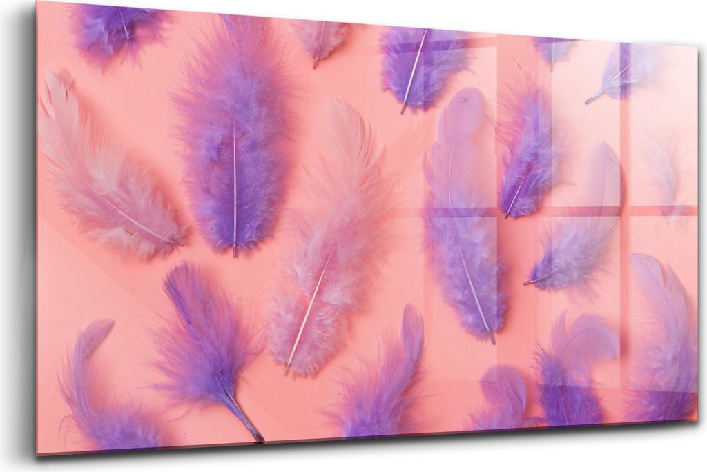 Bilder auf glas - Einteilig - Wanddekoration - Glas Bilder - 120x60 - Bunte Federn