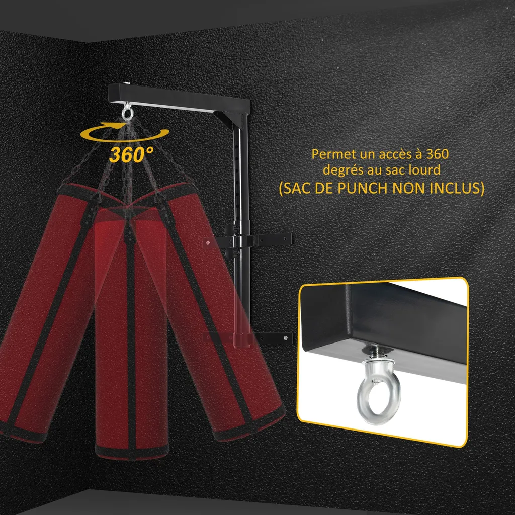 Support de Boxe Robuste en Acier HOMCOM - Hauteur Ajustable Max 100kg - 8