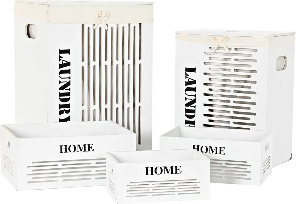 Paniers de rangement design en bois MDF blanc et noir lot de 5 pièces