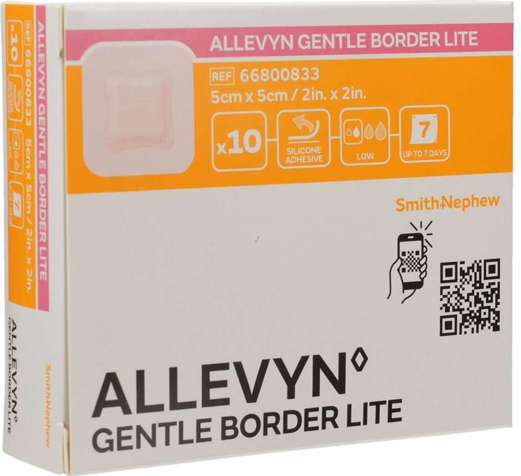 ALLEVYN Gentle Border Lite 5x5 cm Schaumverb. 10St PZN 09431196