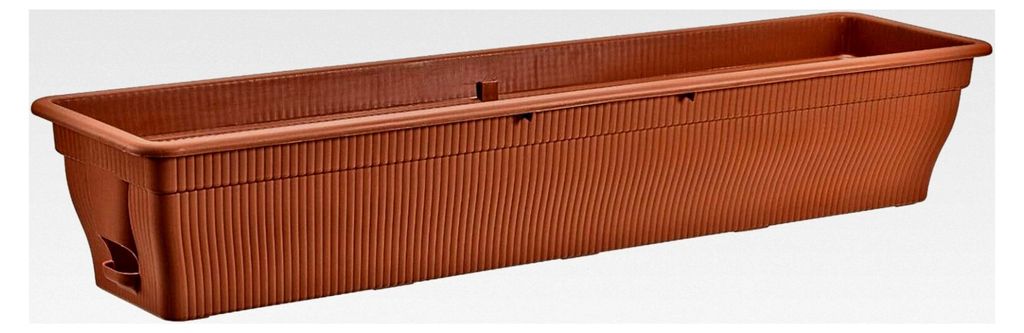 Blumenkästen mit Wasserspeicher 100/80/55 cm - wetterfester Pflanzkasten aus UV-beständigem Kunststoff in Terrakotta und Dunkelbraun