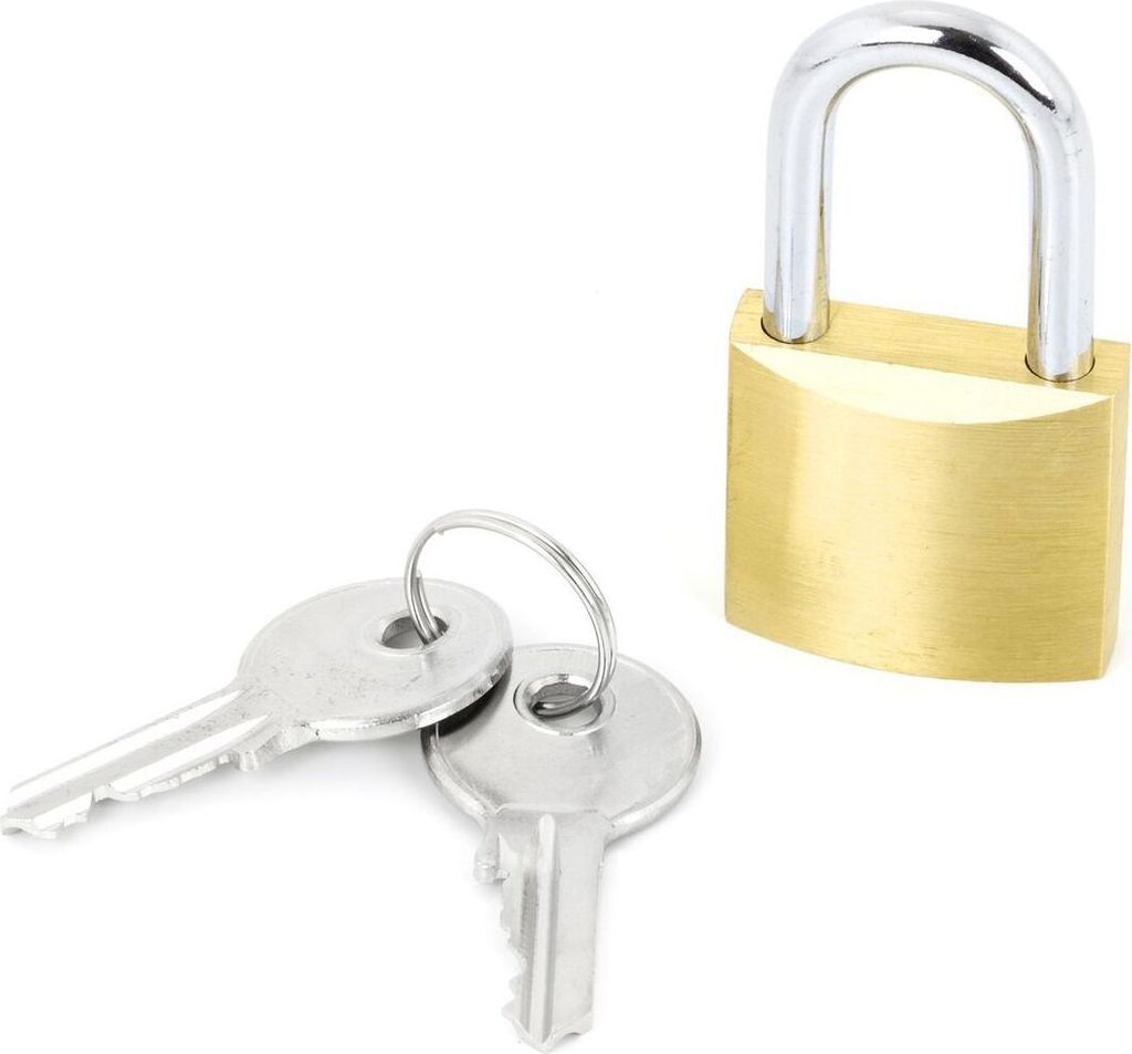Vorhängeschloss aus Massivmessing mit 2 Schlüsseln, Ausführung:30 mm