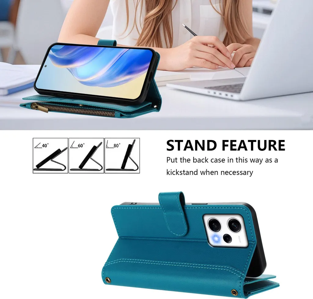 Cover Flip Wallet con Zip per Poco X5 Pro / Redmi Note 12 Pro 5G - 2