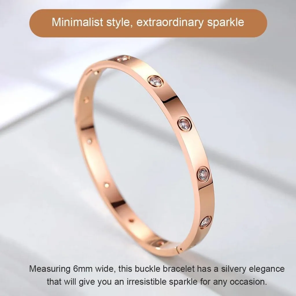 Bracelet Femme NTRUXZP en Acier Inoxydable et Zirconia Doré Rose 6mm - 3