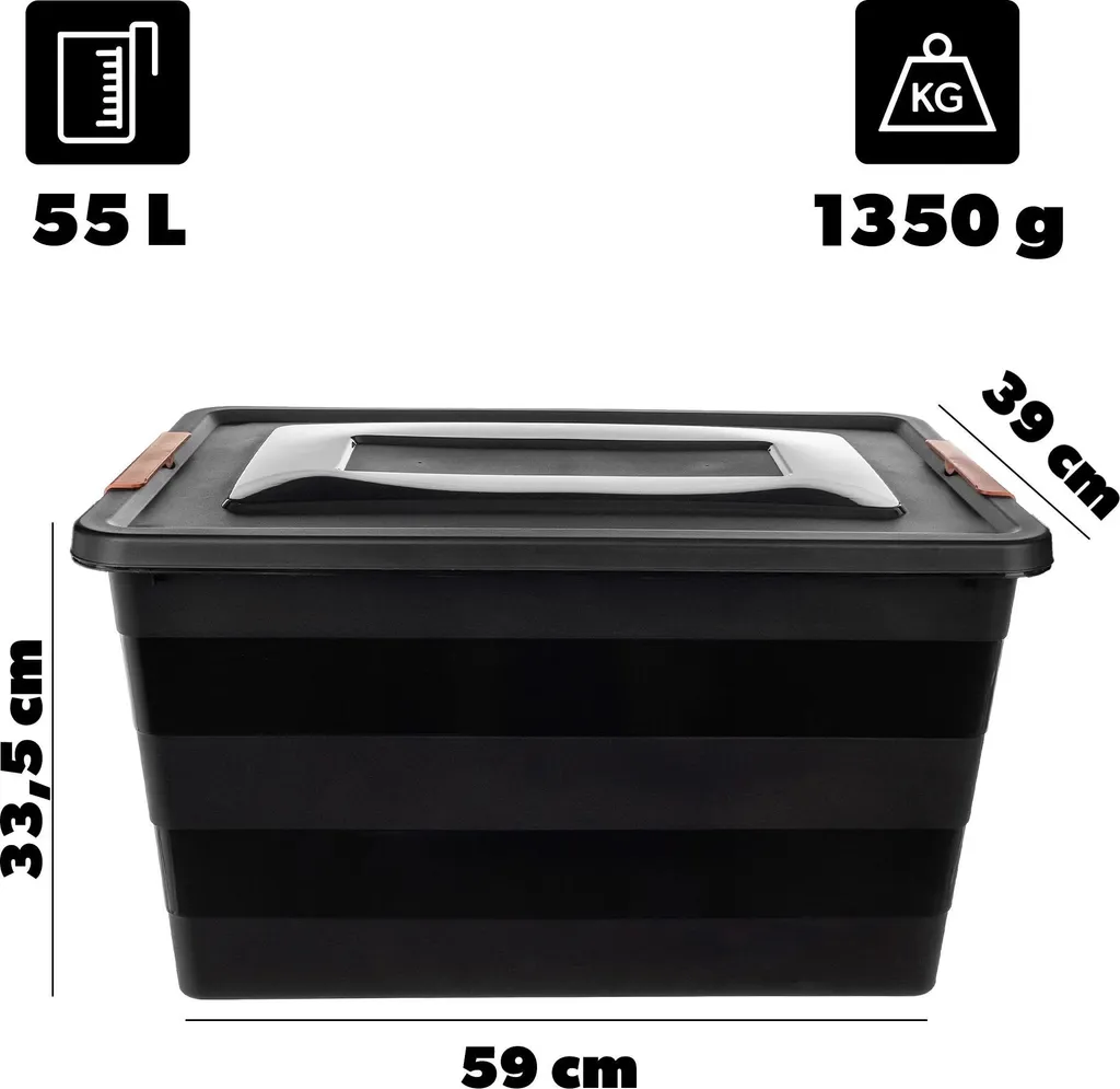 Grande boîte plastique 55 L empilable et transparente avec couvercle - 3