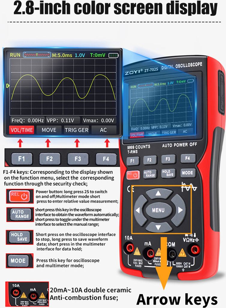 digitálny osciloskopický multimeter 2 v 1 - vzorkovacia Obrázok produktu 5