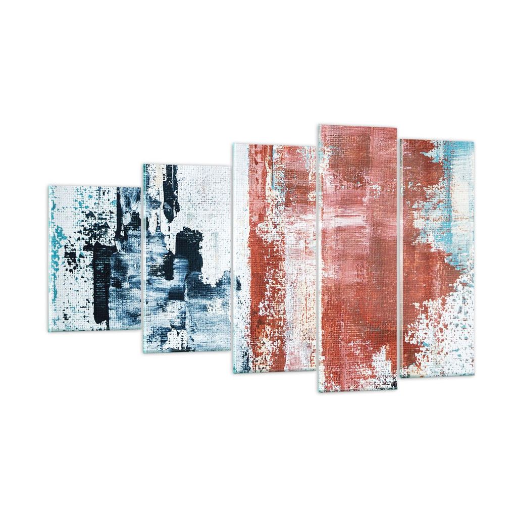 Bilder auf glas - 5 Teile - Abstraktion Marine Rot - 100x60cm - Glasbilder - Wandbilder - Bilder - zum Aufhängen bereit - Wanddekoration aus Glas ...