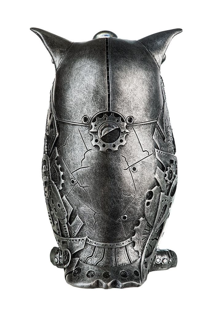 GILDE Skulptur Steampunk Owl Kunstharz silberfarben 37044 Produktbild 