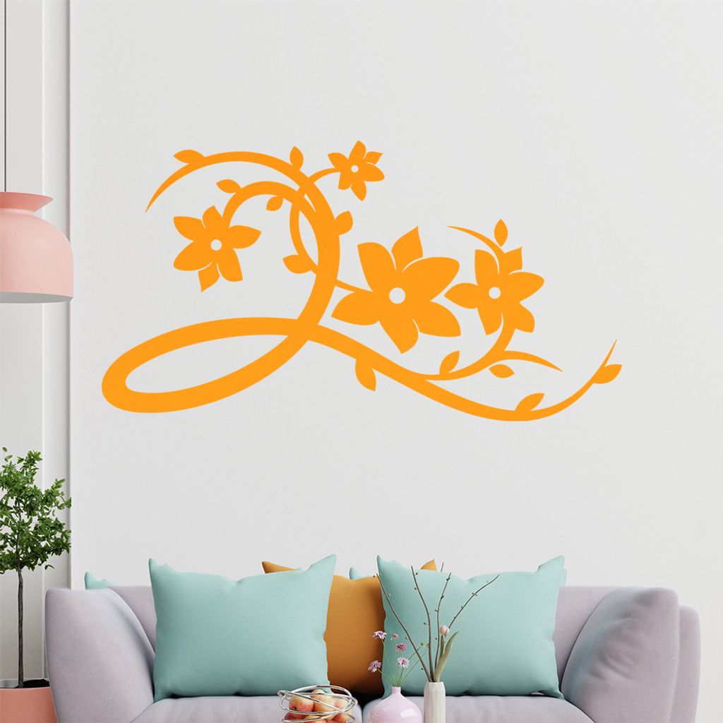 Schöne Blüten Ranke Wandtattoo in 6 Größen - Wandaufkleber Wall Sticker - Dekoration, Küche, Wohnzimmer, Schlafzimmer, Badezimmer