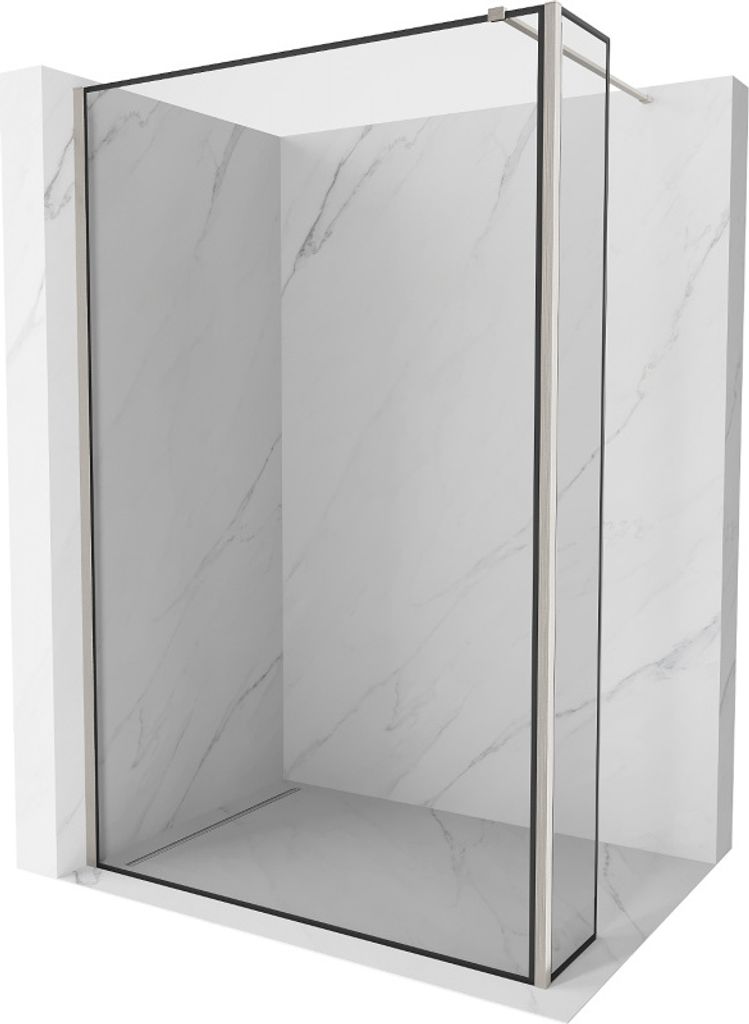 Mexen Kioto Walk-in Duschwand 120 x 30 cm, schwarzes Muster, gebürstetes Nickel - 800-120-212-97-70-030