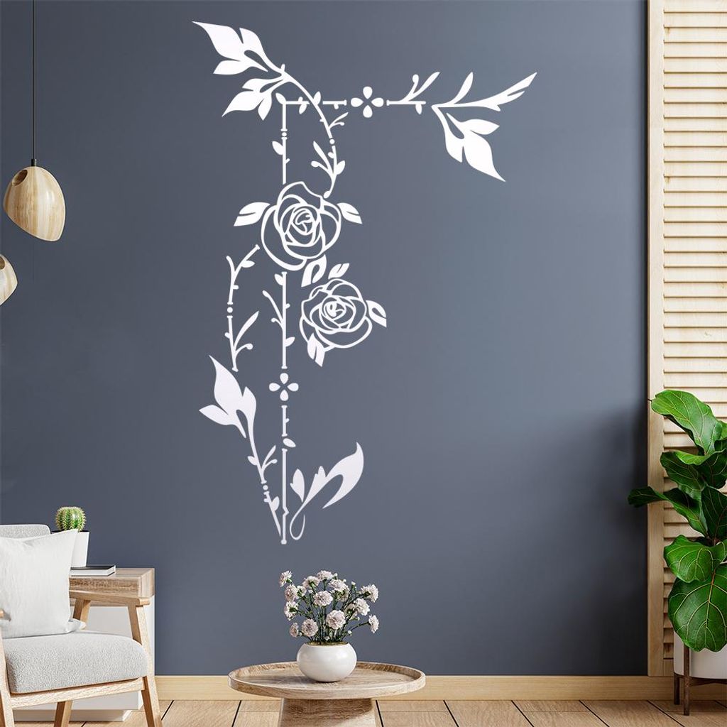 Rosenranke - Linien Wandtattoo in 6 Größen - Wandaufkleber Wall Sticker - Dekoration, Küche, Wohnzimmer, Schlafzimmer, Badezimmer
