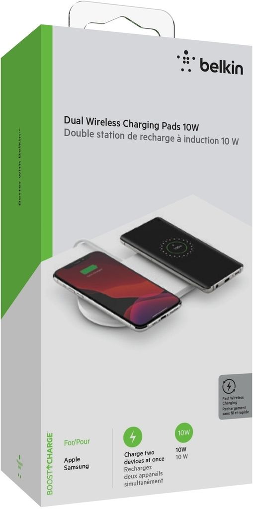 Belkin BOOST Charge wirel. Dual 2x10W Pad+Netzt.weiß Produktbild 