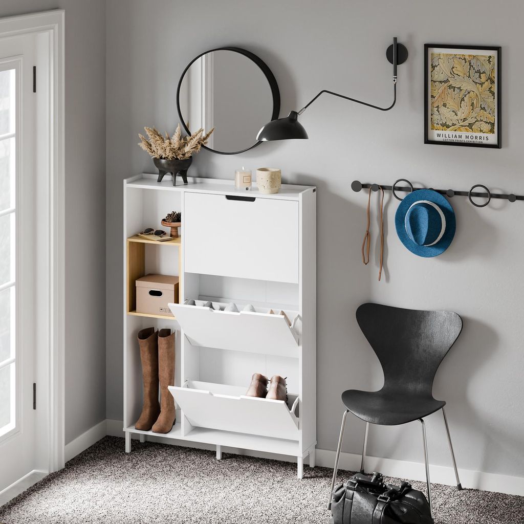SoBuy Schuhschrank Aufbewahrungsmöbel Weiß Skandinavisch FSR209-WN