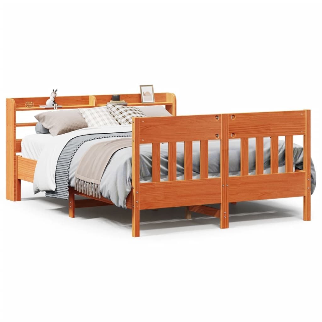 Maison Exclusive - Massivholzbett ohne Matratze Wachsbraun 140x200 cm Kiefernholz