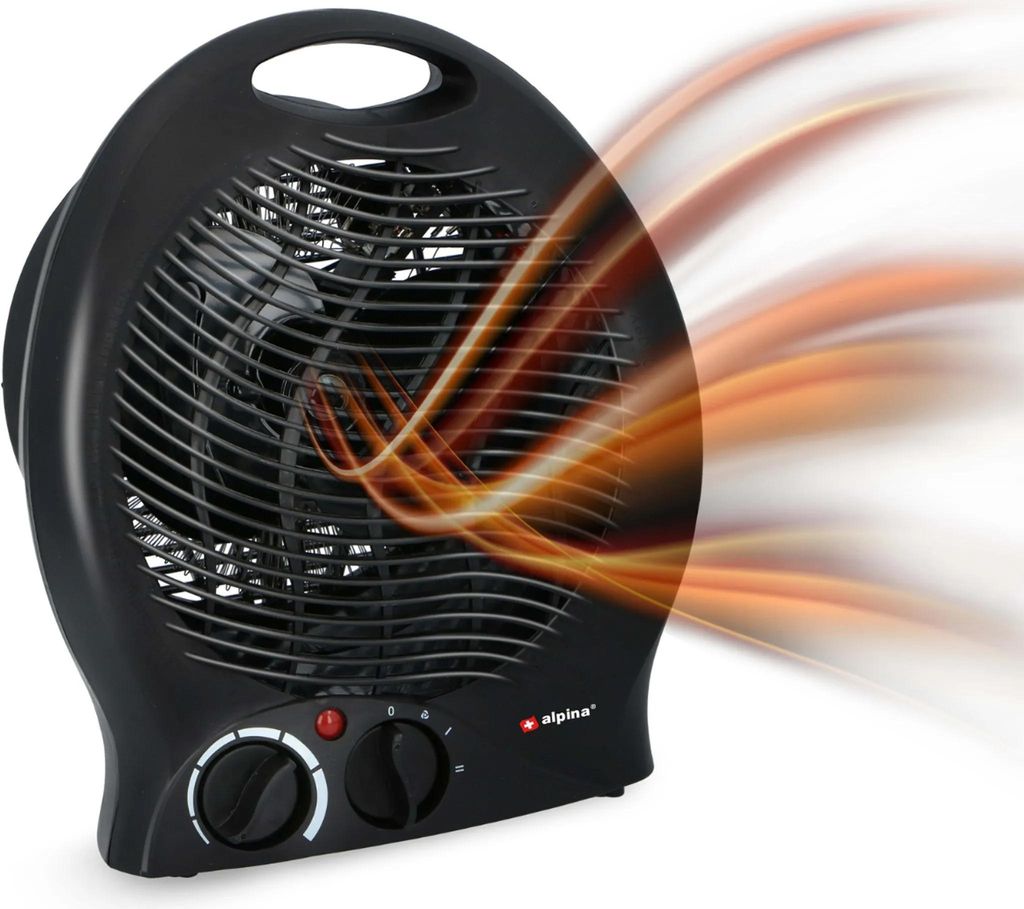 Alpina Heizlüfter Modell LQ801 Schwarz 2000 Watt tragbare Elektroheizung mit Thermostat, Überhitzungsschutz, 2 Heizstufen, Kühlfunktion, kompakter