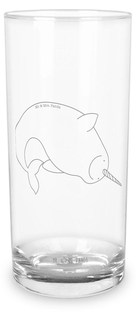 Mr. & Mrs. Panda Cocktailglas Narwal 400 ml - Transparent - Geschenk, Kinderzimmer, Glas, Tumbler, Wal, Hausfrau, Longdrinkglas, Meer, Wasserglas, ...