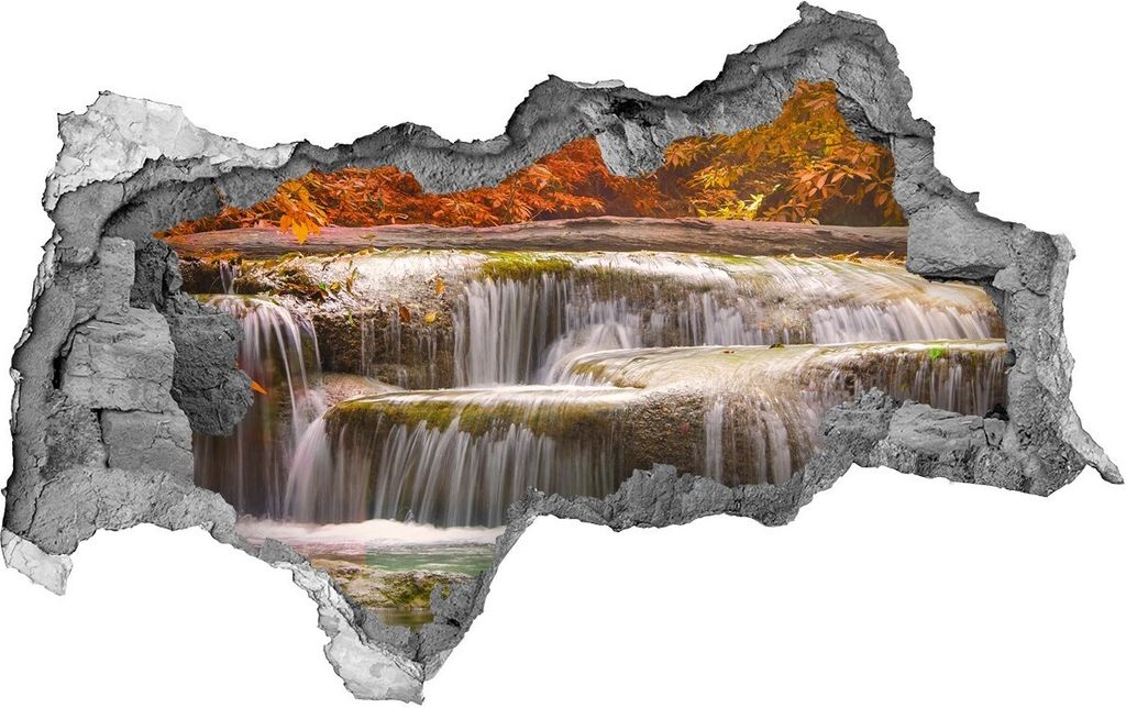 Selbstklebender Loch-3D-Aufkleber 95x73 cm Wasserfall im Herbst